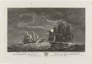 Sextroh Jagter på Marianne, 1782 Jagten på den engelske østersøfarer der til genomer Marianne Kapt. Philskerk af Zierikzeesche Kaper Capt. J:W:Sextroh Om aftenen den 20. november Anno 1782 (titel på objektet)