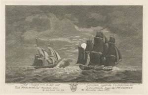 Sextroh Jagter på Marianne, 1782 Jagten på den engelske Østersøfarer Der til Genomer Marianne Kapt. Philskerk af Zierikzeesche Kaper Capt. J:W:Sextroh Om aftenen den 20. november Anno 1782 (titel på objektet)