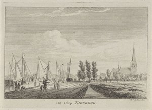 Udsigt over Nieuwerkerk aan den IJssel Landsbyen Nieukerk (titel på objekt) af Hendrik Spilman
