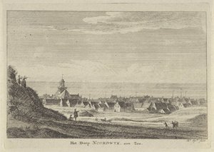 Udsigt over Noordwijk aan Zee Landsbyen Noordwijk aan Zee (titel på objekt) af Hendrik Spilman