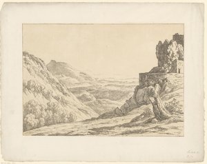 Ruin med udsigt Tentamina Lithographica (serietitel) Italienske landskaber (serietitel)