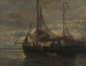 Hollandsk: Aften Aften af Hendrik Willem Mesdag
