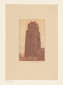 Studie af et kirketårn af Hendrik de Boer (signed by artist)