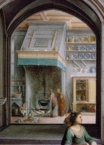 Kristus i Marthas og Marias hus, detalje i køkkenet, 1620 olie på lærred