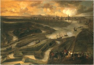 Udsigt over Oostende (olie på lærred)