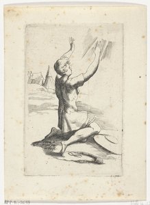 Knielende David Hæfte med forskellige figurer designet af Fran. parmensis et konserveret i Arondelyna-samlingen, 1638 (serietitel) af Hendrik van der Borcht (II)