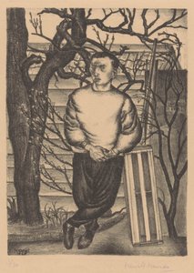 Mand stående ved et træ