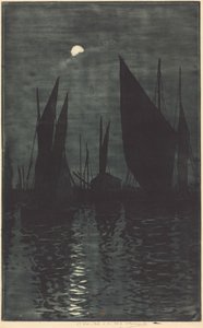 Måneskin i havnen i Dieppe