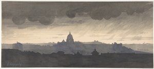 Peterskirken set fra Pincio, Rom af Henri-Joseph Harpignies