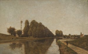 Briare-kanalen (olie på lærred) af Henri-Joseph Harpignies