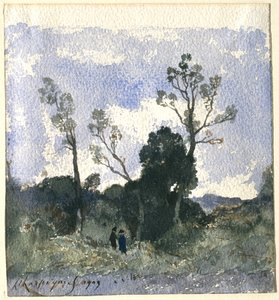 Skovklædt landskab af Henri-Joseph Harpignies