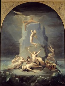 Ødelæggelse af oceaniderne ved foden af klippen eller Promethee er kædemaleri af Henri Lehmann (Karl Ernest (Ernst) Rudolf Heinrich Salem dit) (1814-1882) 1850 Gap, Musee des Hautes Alpes