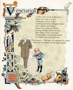Illustration til "Alfabet af gode eksempler", ca. 1890 (kobberstik)