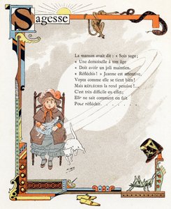 Illustration til "Alfabet af gode eksempler", ca. 1890 (kobberstik)