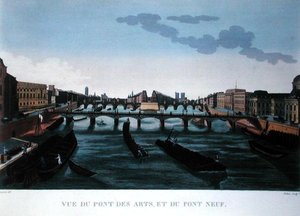 Pont des Arts og Pont Neuf, ca. 1815-20 (farvegravering)