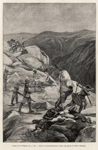 Oua-Elgedjo angreb. Gravering af Laurent Desrousseaux til illustration af historien "" Au secours d