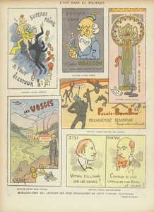 Forestillede franske valgplakater, illustration til Le Rire