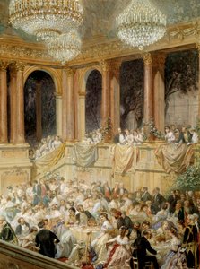 Modtagelse giver til tuilerierne af Napoleon III. Akvarel af Henri Baron (1816-1885)