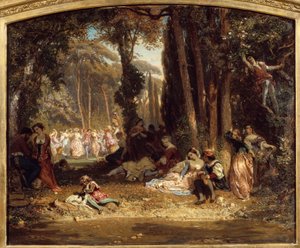 Forårsfest i Toscana. Maleri af Henri Baron (1816-1885)