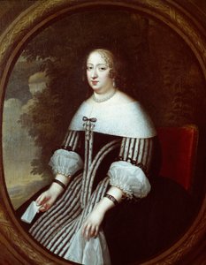 Portræt af Anne af Østrig (1601-1666) regente i enkedragt Maleri af Charles Beaubrun (1604-1692) og Henri Beaubrun (1603-1677) 1600-tallet søn. 1,8x1 m Versailles, musee du chateau