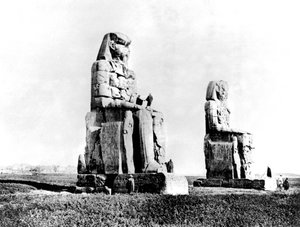 Memnon-kolosserne, Theben, Nubien, Egypten, 1887