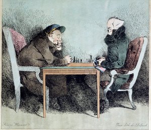 Skakspillere gravering af Henry Monnier (1805-1877) af Henri Bonaventure Monnier