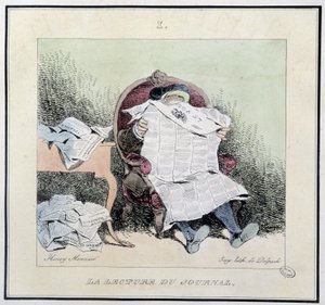 Læser avisen - i "" parisiske sketches" af Henri Monnier, red. Delpech, Paris af Henri Bonaventure Monnier