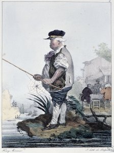 Mand fisker:” Enhver tager sin fornøjelse, hvor han finder ham”” - i “” Les pastemps”” af Henri Monnier, red. Delpech, Paris af Henri Bonaventure Monnier