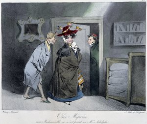 En misforståelse: "" Nej, frøken, det er ikke her Monsieur Rodolphe"" - i "" Parisiske sketches"" af Henri Monnier, red. Delpech, Paris af Henri Bonaventure Monnier