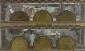 Skitse til den nordlige indgangssalon i Hôtel de Ville de Paris: Fysisk øvelse, intellektuel øvelse af Henri Bonis