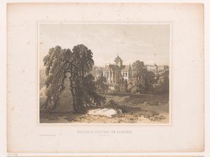 Udsigt over kirken og slottet ved Laken Eglise & Chateau de Laeken, Lez-Bruxelles (titel på objektet)