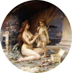 Afrodite og Eros (olie på lærred) af Henri-Camille Danger