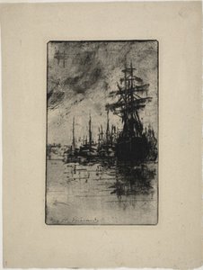Sejlbåde på vandet af Henri Charles Guérard