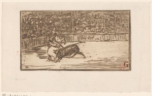 Tyrefægter i en arena af Henri Charles Guérard