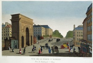 Udsigt over Porte St Martin - i "" Views of Paris"" af Courvoisier af Henri Courvoisier-Voisin