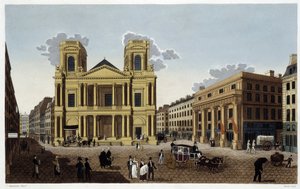 Saint-Eustache Church, omkring 1820 - i ""Views of Paris"" af Courvoisier