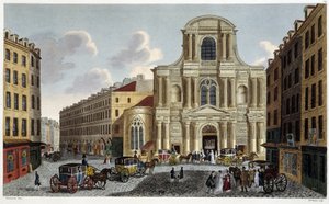 Saint-Gervais kirke, omkring 1820 - i ""Views of Paris"" af Courvoisier