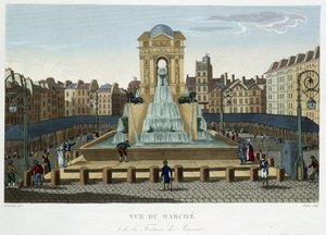 The Fountain of the Innocents, omkring 1820 - i ""Views of Paris"" af Courvoisier 1827