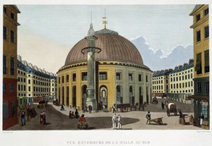 Ydersiden af ​​Halle au Blé - i "" Views of Paris" af Courvoisier