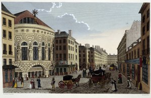 Theatre of the Opera Comique, omkring 1820 i ""Views of Paris"" af Courvoisier 1827