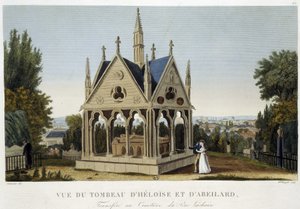 Héloïse og Abelards grav ved Père Lachaise, ca. 1820 - i ""Views of Paris"" af Courvoisier