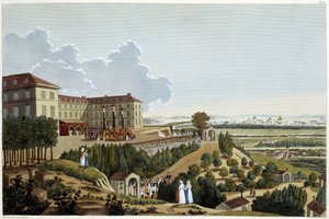 Udsigt over Golgata, under festerne i Ste Croix, i Suresnes - i "" Vues de Paris" af Courvoisier af Henri Courvoisier-Voisin