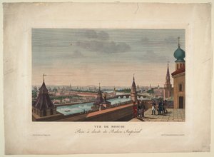 Udsigt over Moskva, taget fra balkonen på det kejserlige palads, 1812 af Henri Courvoisier-Voisin