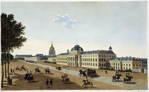 Udsigt over Militærskolen på Champs de Mars-siden, omkring 1820 - i "" Vues de Paris" af Courvoisier