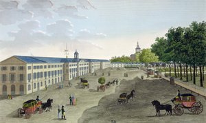 Udsigt over det nye galleri på det naturhistoriske museum ved Jardin des Plantes i Paris, indgraveret af Claude Fortier (1775-1835) (farvegravering)