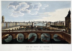 Udsigt over Pont au Change - i ""Views of Paris"" af Courvoisier af Henri Courvoisier-Voisin