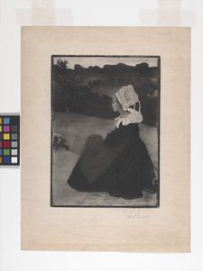 Bretonne Assise (Siddende Bretonsk kvinde) (ætsning, ætsning med blød jord og akvatint)