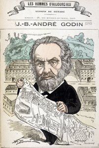 Jean Baptiste André Godin (1817-1888), industriel grundlægger af familien. Tegning af Demare I “The men of today””.
