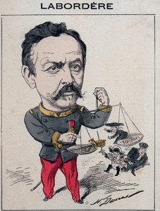 Jean Marie Arthur Labordere, fransk militærmand, politiker, senator for Seinen - tegneserie af Henri Demare i "Les Hommes d