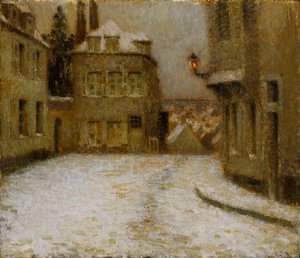 Neige, Montmartre af Henri Eugene Augustin Le Sidaner